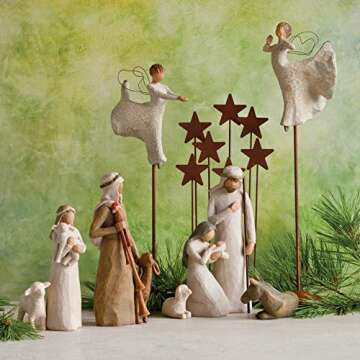 Willow Tree Song of Joy Angel, Singing Soaring All in Universal Harmony, Elevated Angel for Display with Nativity, Gift for Baptism, First Communion or Confirmation, Sculpted Hand-Painted Figure