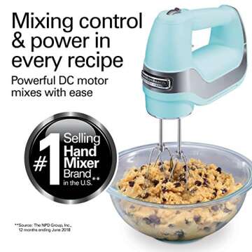 Hamilton Beach Professional 5-Speed Electric Hand Mixer with Snap-On Storage Case for Effortless Bak...