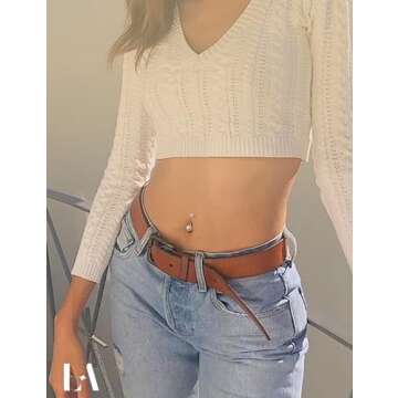 LOLIAS Gold Plated Belly Button Rings Surgical Stainless Steel Belly Rings CZ Clicker Belly Button Piercings for Women Navel Piercings Pack,Gold-Clicker