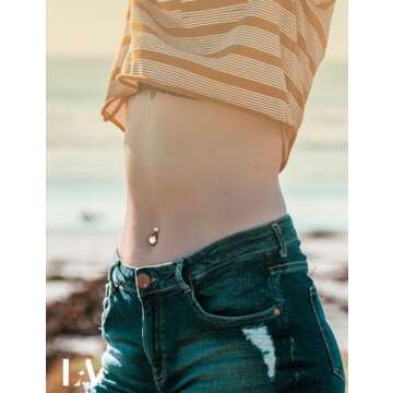 LOLIAS Gold Plated Belly Button Rings Surgical Stainless Steel Belly Rings CZ Clicker Belly Button Piercings for Women Navel Piercings Pack,Gold-Clicker