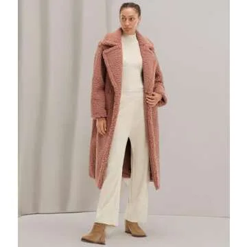 UGG Women's Gertrude Long Teddy Coat, Firewood, X-Small