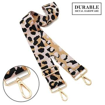 DOAPMLL Wide Purse Straps Replacement Adjustable Crossbody Gold Hardware Canvas Shoulder Strap For Women (5CM, Leopard10)