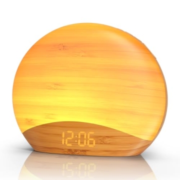 REACHER Natural Wood Grain Sound Machine Sunrise Alarm Clock