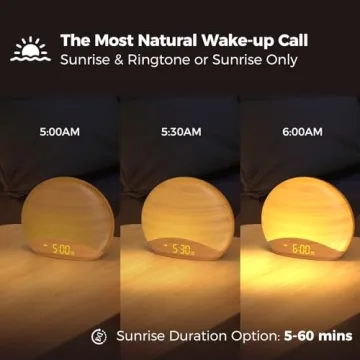 Natural Wood Grain Sunrise Alarm Clock Enhances Mornings