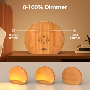Natural Wood Grain Sunrise Alarm Clock Enhances Mornings