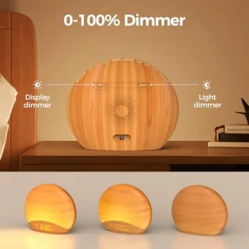 Natural Wood Grain Sunrise Alarm Clock Enhances Mornings