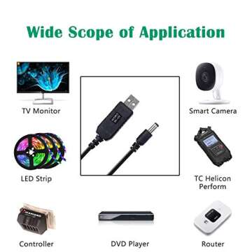 iGreely DC 5V to DC 9V USB Voltage Step Up Converter Cable 3.3ft/1m Power Supply Adapter Cable with DC Jack 5.5 x 2.5mm or 5.5 x 2.1mm, for Fan, Led Light, Wireless Router, Speakers and More Devices