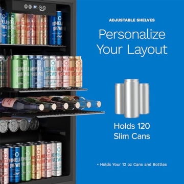 hOmeLabs 120 Can Beverage Cooler with Glass Door