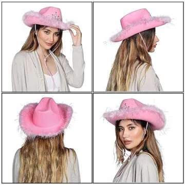 Playo Women's Blinking Tiara White Cowboy Hat for Parties
