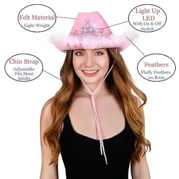 Playo Women's Blinking Tiara White Cowboy Hat for Parties
