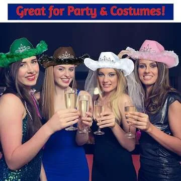 Playo Women's Blinking Tiara White Cowboy Hat for Parties