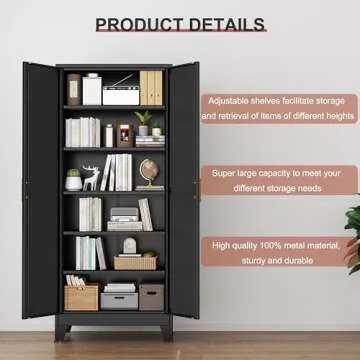 PAOFIN White Metal Kitchen Storage Cabinet with Adjustable Shelves