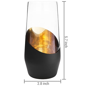 MyGift Modern Black and Gold Stemless Champagne Flutes