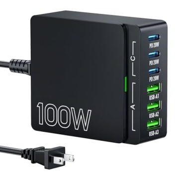 100W USB C Charger Block with 6 Ports for Fast Charging