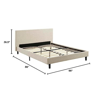 Modway Anya Upholstered Beige Platform Bed for Queen Size