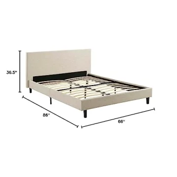 Modway Anya Upholstered Beige Platform Bed for Queen Size