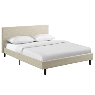 Modway Anya Upholstered Beige Platform Bed for Queen Size
