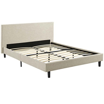 Modway Anya Upholstered Beige Platform Bed for Queen Size