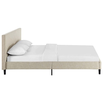 Modway Anya Upholstered Beige Platform Bed for Queen Size