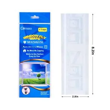 Garsum Window Fly Traps - Non-Toxic Sticky Strips for Indoor Insect Control, 12 Pieces