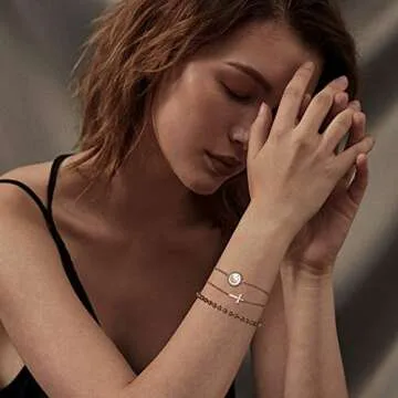 LOYATA Gold Bead Chain Bracelet Tiny Ball Link Chain 14K Gold Plated Dainty Simple Jewelry Gift for Women