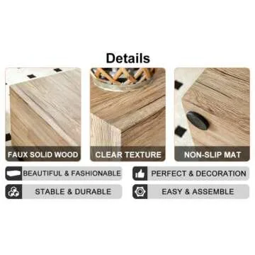 GIA Home Furniture Series Modern Coffee Table with Features a Stylish Design， MDF and Non-Slip mat Assembly，1 Pack,Stylish Wood Color