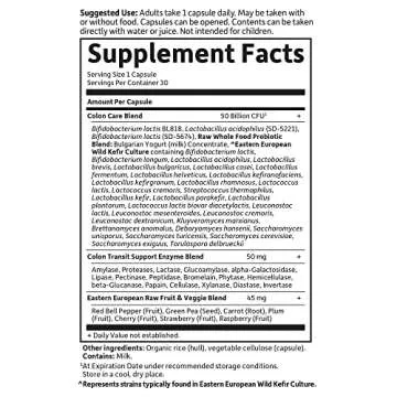 Garden of Life RAW Probiotics Colon Care Shelf Stable - 50 Billion CFU Guaranteed Through Expiration - Once Daily - Certified Non-GMO & Gluten Free - No Refrigeration, 30 Vegetarian Capsules