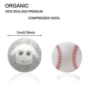Wool Dryer Balls 3" XL 100% New Zealand Wool Organic Reusable Natural Fabric Softener Hypoallergenic...