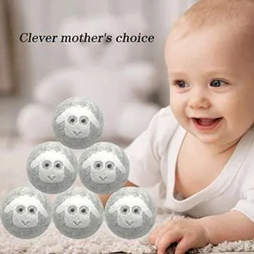 Wool Dryer Balls 3" XL 100% New Zealand Wool Organic Reusable Natural Fabric Softener Hypoallergenic Baby Safe and Unscented Chemical Free to Reduce Wrinkles & Static Cling, Shorten Drying Time -6Pack