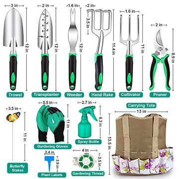 82 Pcs Garden Tools Set, Extra Succulent Tools Set, Heavy Duty Gardening Tools Aluminum with Soft Ru...