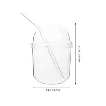 Hemoton Glass Bottle with Lid Straw: Glass Smoothie Cups Iced Coffee Tumbler Glass Water Bottle Clear Bottle with Straw Summer Cold Drink for Juice Coffee Beverage