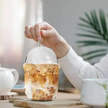 Hemoton Glass Bottle with Lid Straw: Glass Smoothie Cups Iced Coffee Tumbler Glass Water Bottle Clear Bottle with Straw Summer Cold Drink for Juice Coffee Beverage