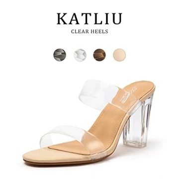Stylish katliu Women's Clear Heeled Sandals for Any Occasion