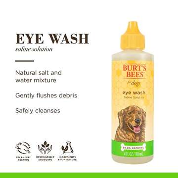 Burt's Bees for Pets Eye Wash with Saline Solution for Dogs, 99.9% Natural Origin Formulas, Dog Eye Cleaner, Eye Wash for Dogs, Eye Treatment for Dogs, 4 oz