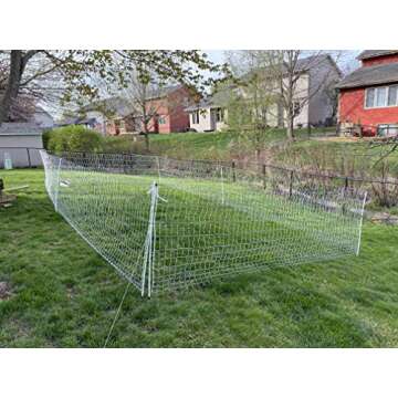 Starkline Electric Poultry Netting Kit w/AC Energizer - 48"x82' White/Blue Poultry Netting - (12/48/3) All-in-One Electric Fence Kit for Backyards, Homesteads, Ranches or Farms