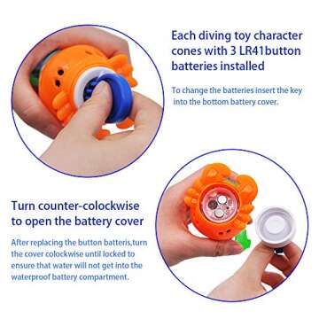 JOYIN Light-up Diving Pool Toys Set, 3 Pack Diving Toy Swimming Pool Toys for Kids Animals Turtle Shark Seaweed Dive Toys