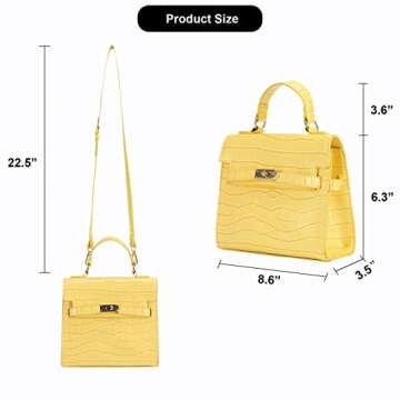 FRANSHION Womens Crossbody Handbag Purse, Trendy Small Top Handle Shoulder Bag for Women, Crocodile Embossed Vegan Leather (Yellow)