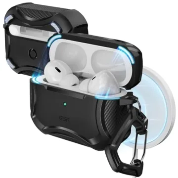 ESR AirPods Pro 2nd Gen Case with HaloLock - Drop Protection, Magnetic Lid, Black