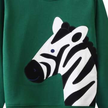 Bumeex Toddler Boy Sweatshirt Clothes Spring Fall Winter Long Sleeve Shirt Fashion Top Clothing Outfits Green Zebra 2t