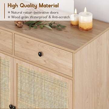 Chic Rattan Sideboard Cabinet with Ample Storage and Style