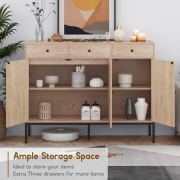 Chic Rattan Sideboard Cabinet with Ample Storage and Style