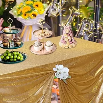 Fitable Gold Sequin Tablecloth - 60x84 Inch Glitter Cloth