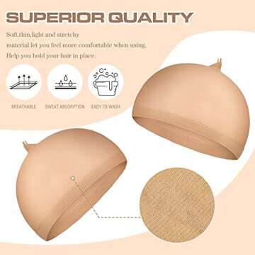 100 Pieces Medium Nylon Stocking Wig Caps for Secure Fit