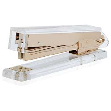 Desk Swag Acrylic Gold Stapler and Tape Dispenser Set: Modern High End Luxury Desk Accessories Set -...