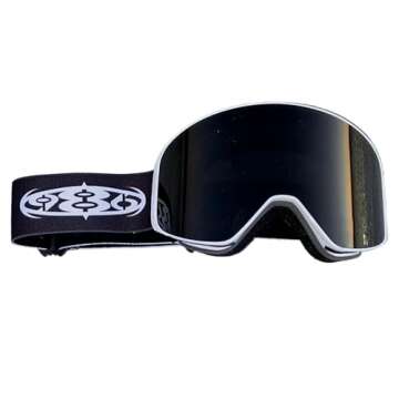 986 SKI AND SNOWBOARD GOGGLES (BLACK STRAP), PRODUCTIONS, ANTI-FOG, MAGNETIC LENS, ONE SIZE FITS ALL...