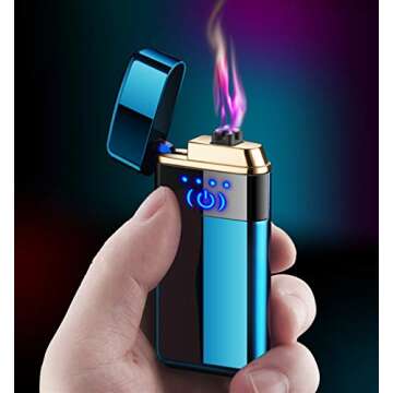 Double Arc Electric Lighter Smart Fingerprint Sensor Lighter Flameless Windproof Lighter USB Recharg...