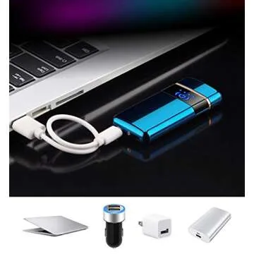 Double Arc Electric Lighter Smart Fingerprint Sensor Lighter Flameless Windproof Lighter USB Rechargeable Fashion Lighter Best Gift for You (Purple)