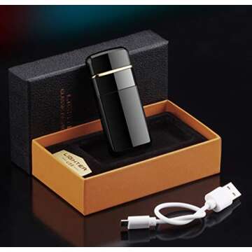 Double Arc Electric Lighter Smart Fingerprint Sensor Lighter Flameless Windproof Lighter USB Rechargeable Fashion Lighter Best Gift for You (Purple)