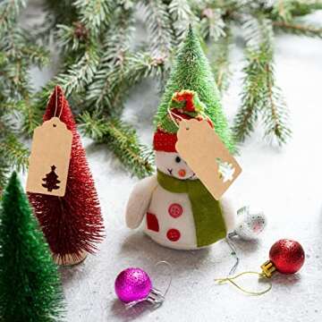 G2PLUS Christmas Gift Tags with String, 100PCS Kraft Paper Christmas Gift Tags, Hollow Christmas Tree Gift Tags, Xmas Present Hanging Name Tags for Christmas, Gift Wrapping, Party Decor (2'' x 4'')