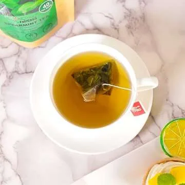 FullChea - Spearmint Tea Bags, 40 Teabags, 1.5g/bag - Premium Spearmint Leaves - Non-GMO - Caffeine-free - High in Antioxidant & Support Digestion